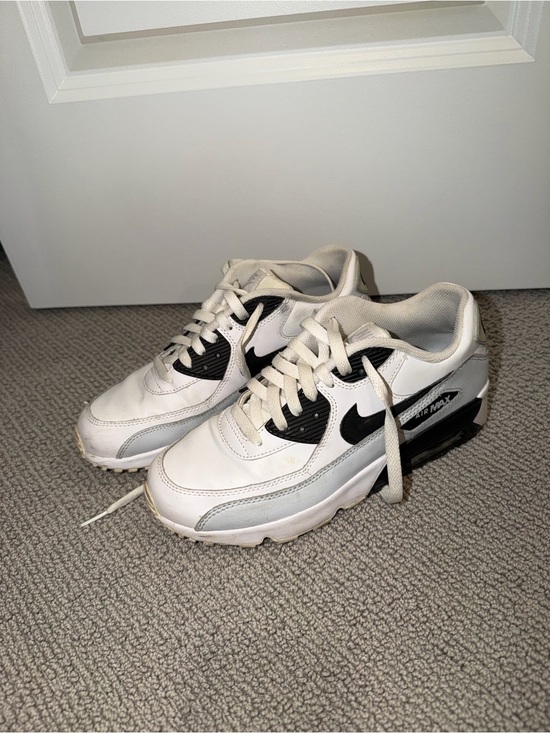 Nike Shoes - Nike Kids White and Black Air Max Sneakers with Gray Accents